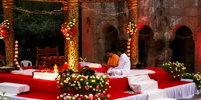 Heritage fort wedding venue with royal Maratha architecture