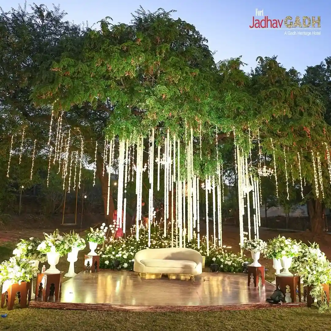 Wedding reception lawn at Fort JadhavGadh