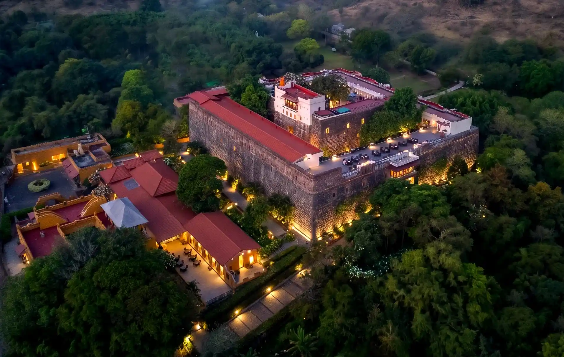 Fort JadhavGadh in the green monsoon season near Pune