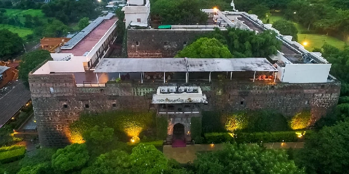 aerial view of Fort JadhavGADH heritage fort resort near Pune Maharashtra
