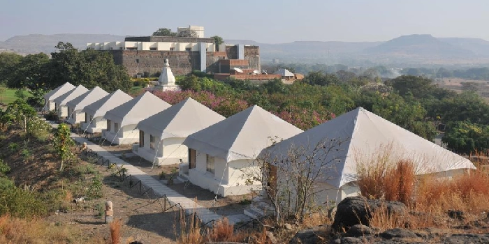 Chhavani royal tent room at Fort JadhavGADH heritage stay near Pune