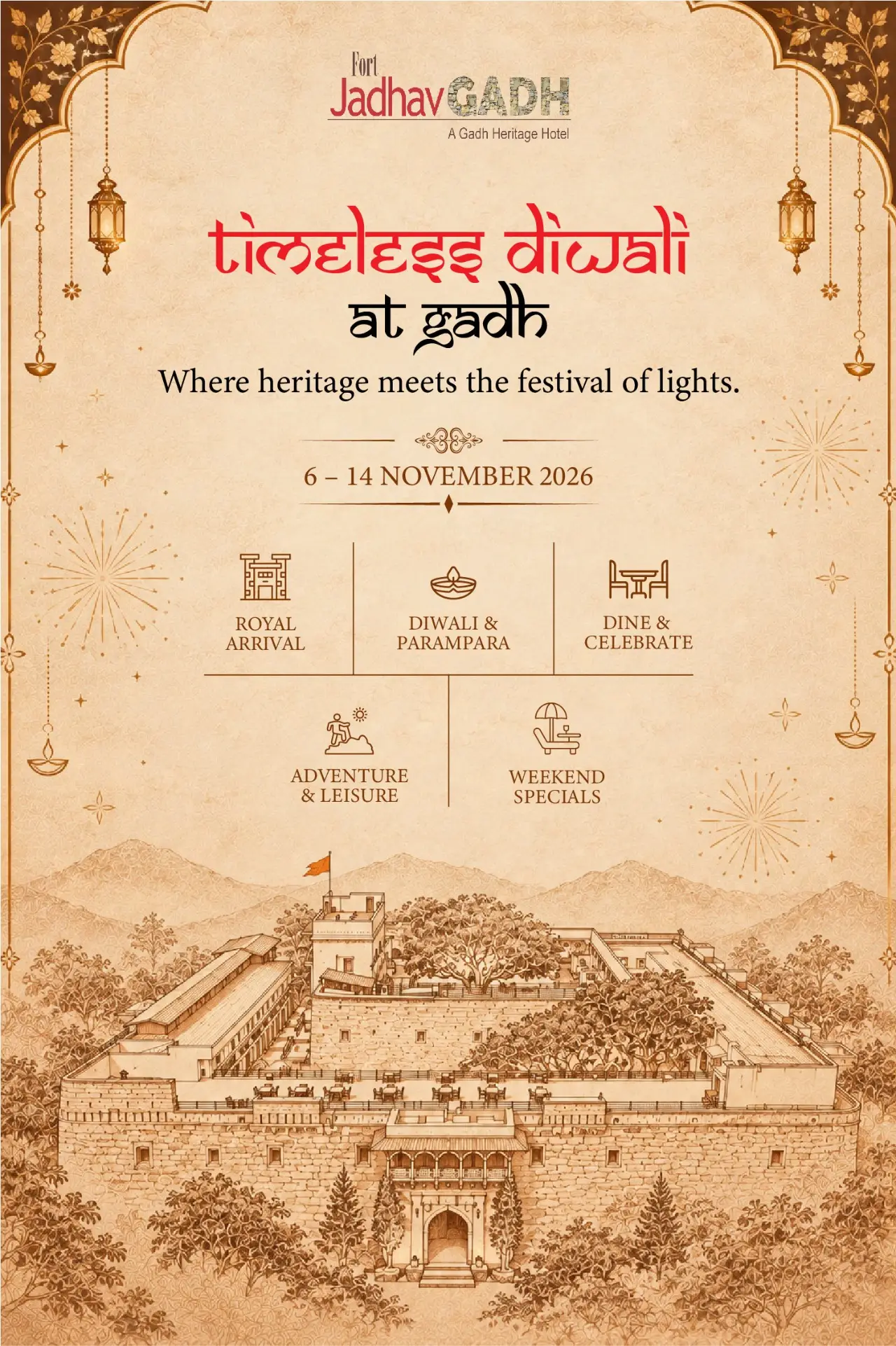 Diwali celebration at Fort JadhavGADH heritage hotel near Pune