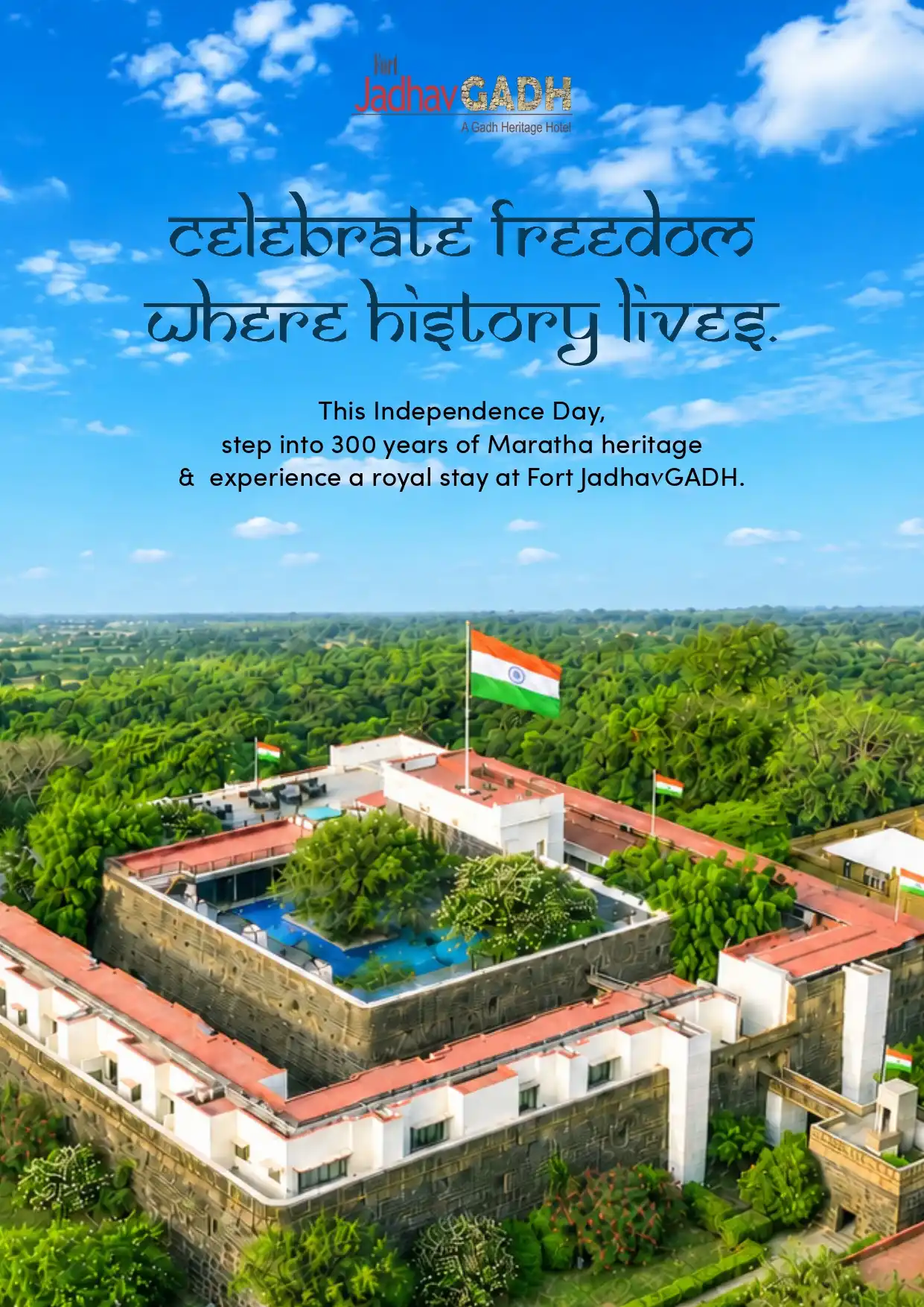 Independence Day celebration at Fort JadhavGADH heritage hotel near Pune